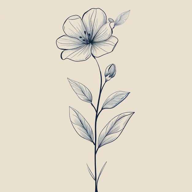 Photo hand drawn flat design simple floral outline style