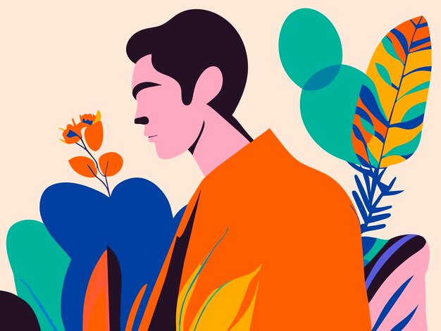 Photo hand drawn flat illustration in matisse style