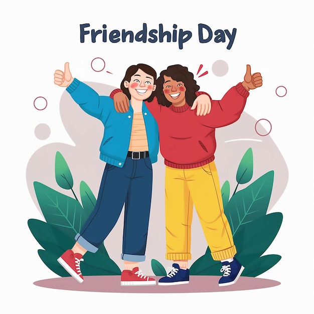 Photo hand drawn friendship day illustration with friends