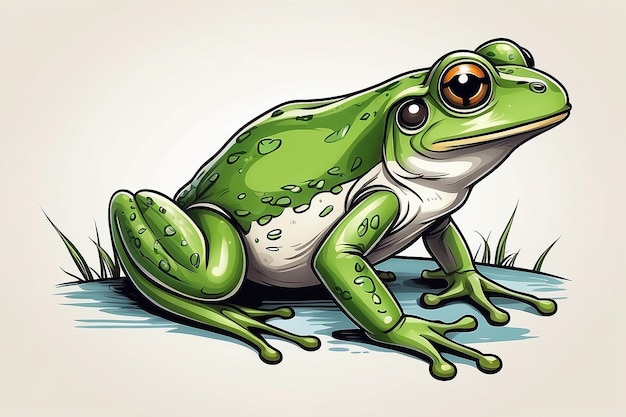 Hand drawn frog cartoon illustration