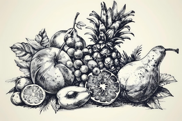 Photo hand drawn fruit