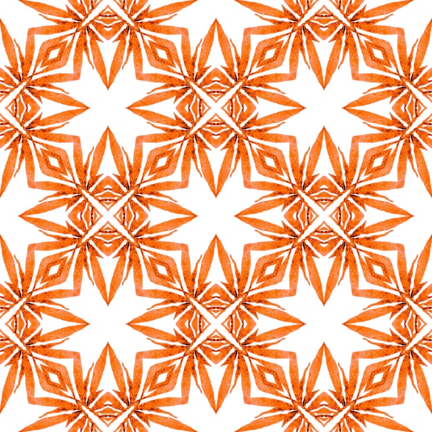 Hand drawn green mosaic seamless border Orange