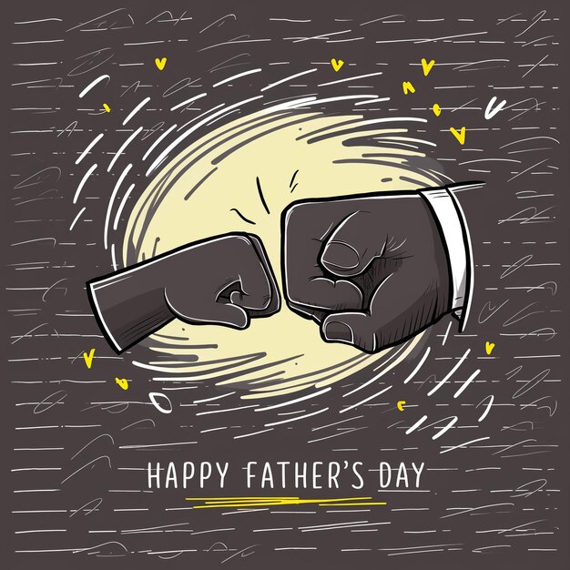 Hand drawn happy fathers day sketch design of a fatherly hand and a childlike hand