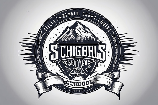 Hand drawn high school logo design