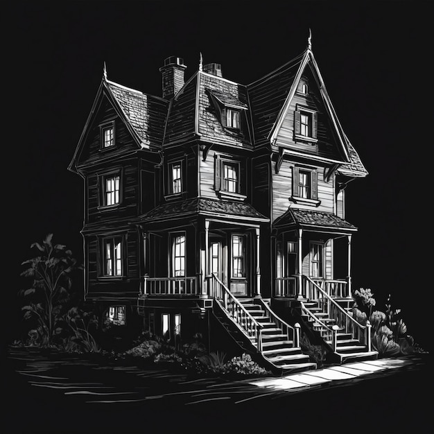 Hand drawn house silhouette AI generated