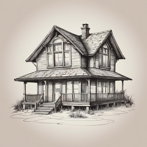 Hand drawn house silhouette AI generated