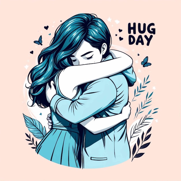 Photo hand drawn hug day