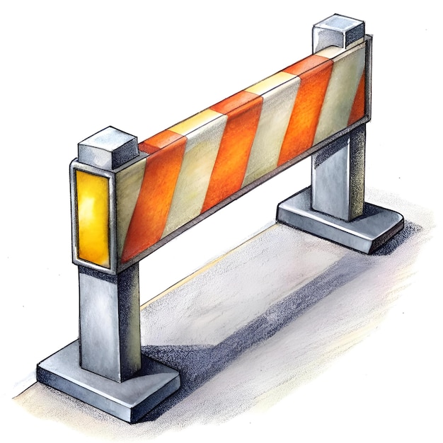 Photo a hand drawn illustration of a 3d traffic barrier in a realistic style