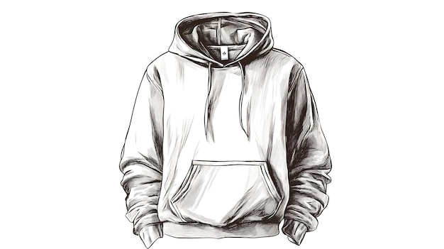 Hand drawn illustration of a blank hoodie