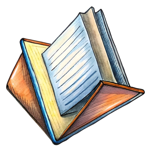 Photo hand drawn illustration of a book icon in a 3d style