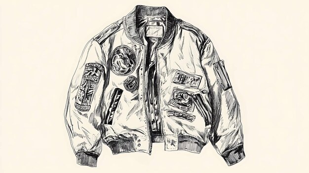 Photo a hand drawn illustration of a classic bomber jacket