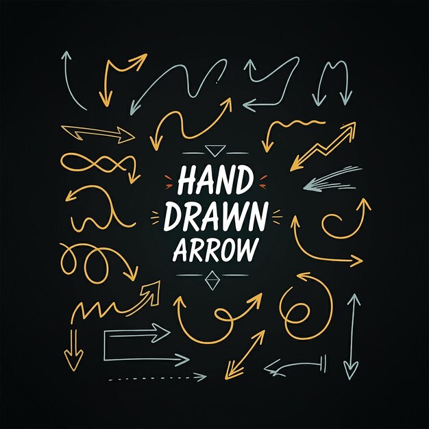 Photo a hand drawn illustration of hand drawn arrow pointing to the right