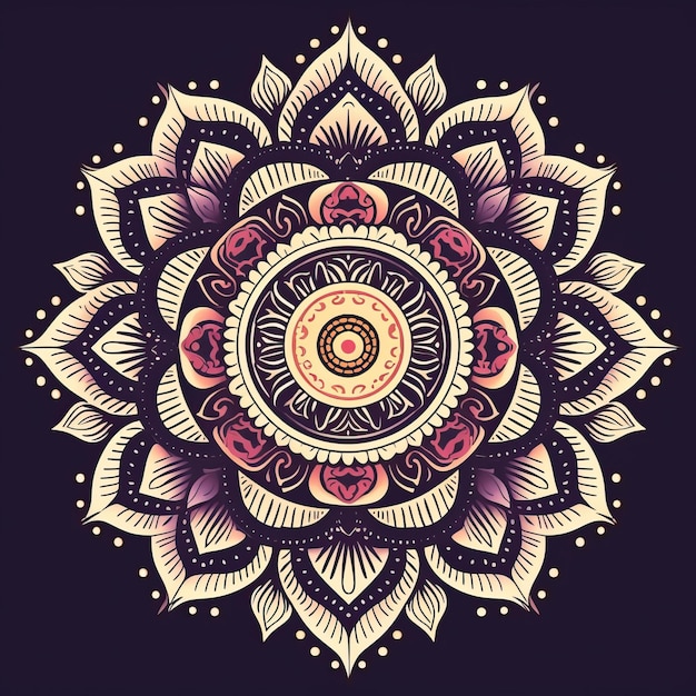 a hand drawn illustration of a mandala with a floral pattern