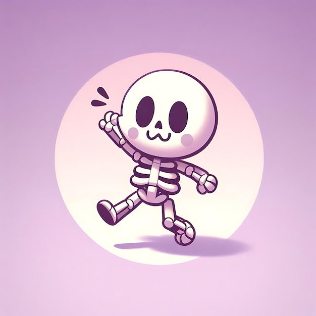 Photo hand drawn illustration of a skeleton in cartoon style