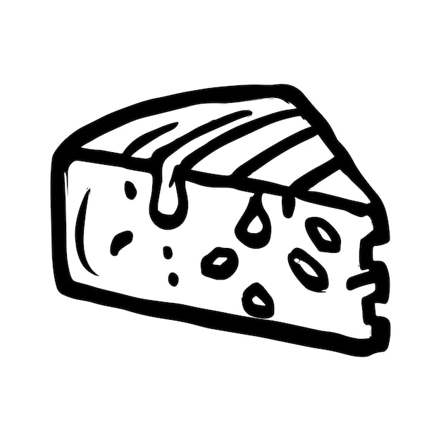 hand drawn illustration of a sliced cheese