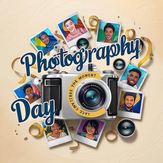 Photo hand drawn illustration for world photography day celebration