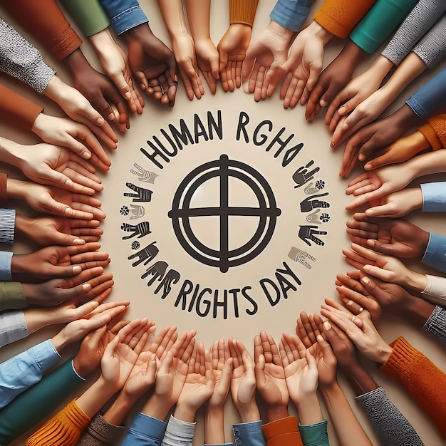 Photo hand drawn international human rights day background with typography