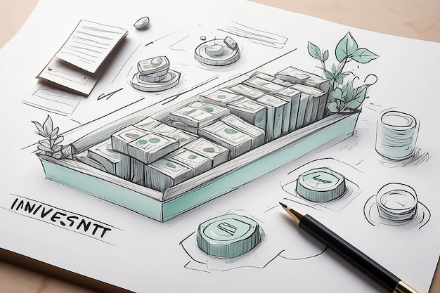 Photo hand drawn investments concept