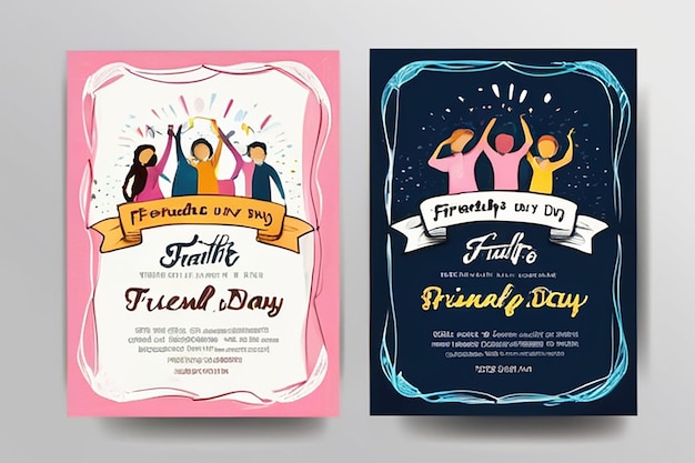 Photo hand drawn invitation template for friendship day celebration