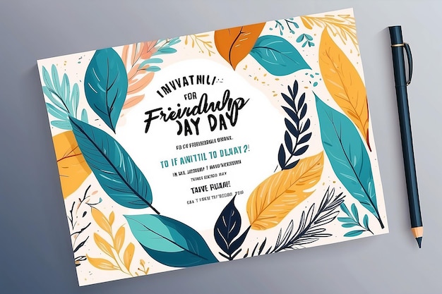 Photo hand drawn invitation template for friendship day celebration