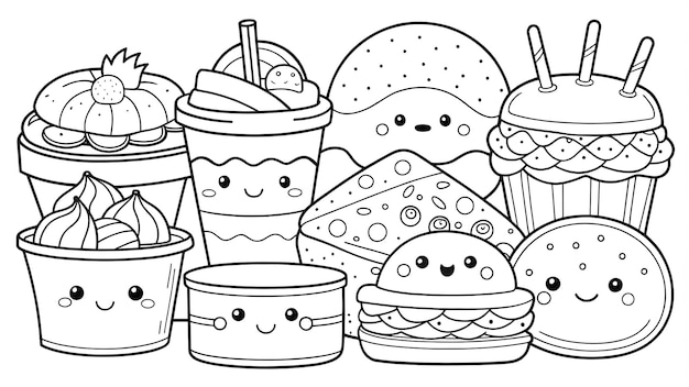 Hand drawn kawaii coloring book illustration AI generated