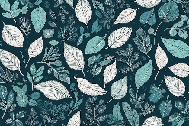 Hand drawn leaves background