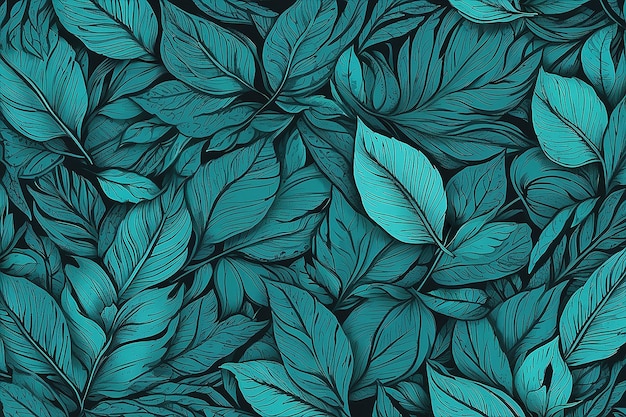 Hand drawn leaves background