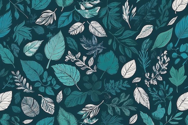 Hand drawn leaves background