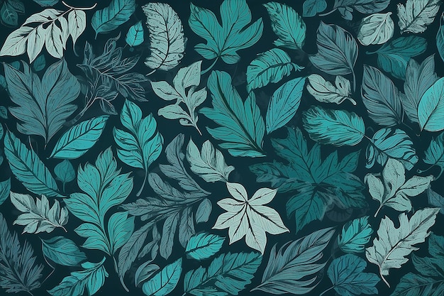 Hand drawn leaves background