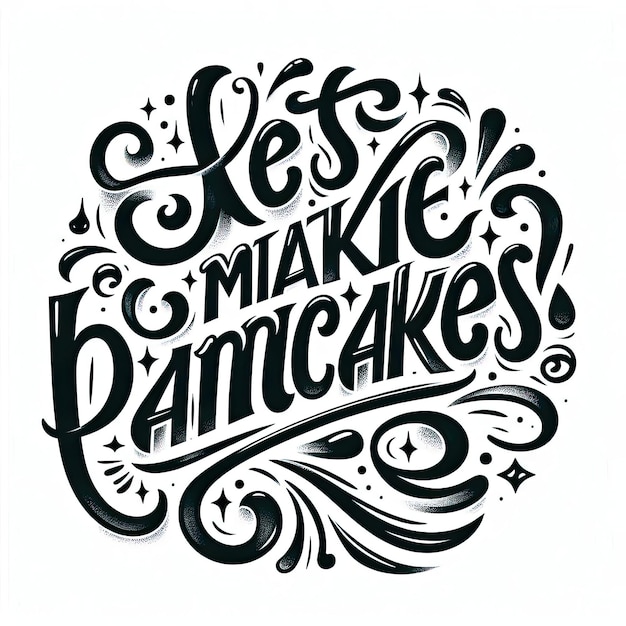 Photo hand drawn lettering lets make pancakes card invent greeting poster for pancake day shrovetide mardi gras