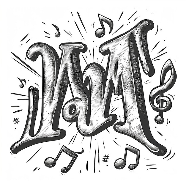 Photo hand drawn logo of the letters mrm musical theme