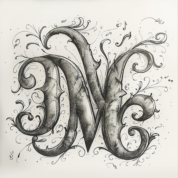 Photo hand drawn logo of the letters mrm musical theme