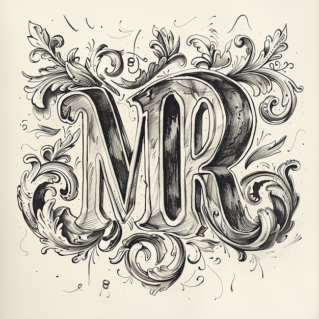 Photo hand drawn logo of the letters mrm musical theme