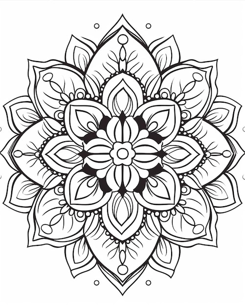 Photo hand drawn mandala coloring page