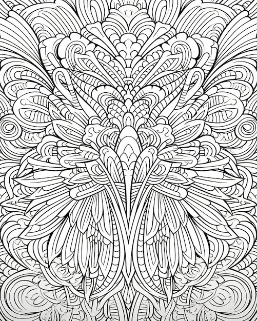 Photo hand drawn mandala coloring page