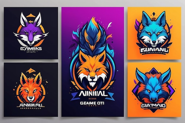 Photo hand drawn modern animal esport gaming team logo template