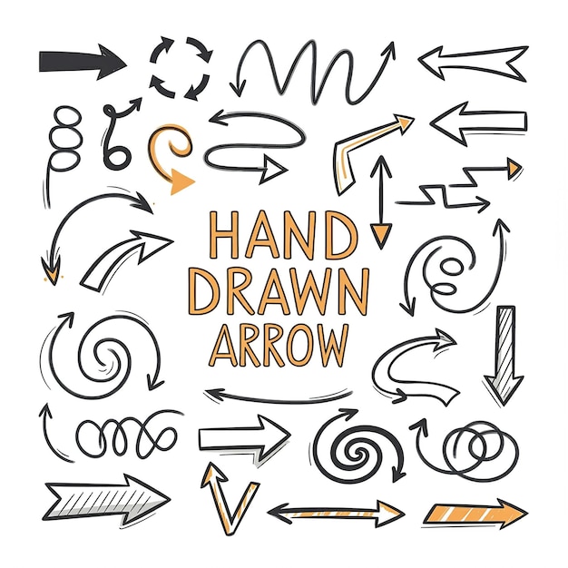 Hand drawn modern arrow collection with eye catchy illustration