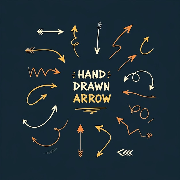 Hand drawn modern arrow collection with eye catchy illustration