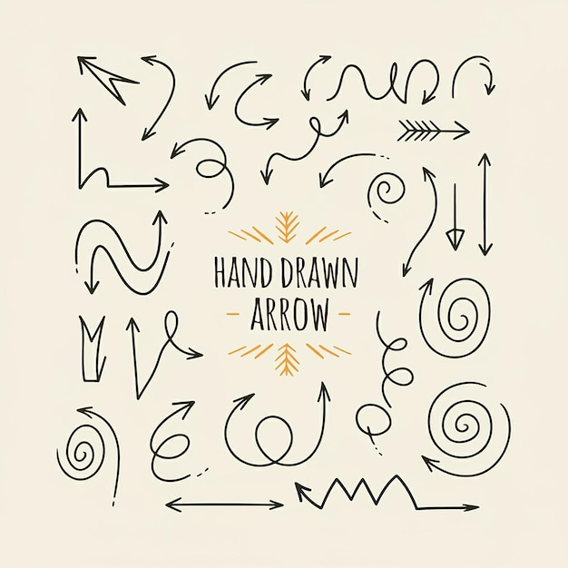 Hand drawn modern arrow collection with eye catchy illustration