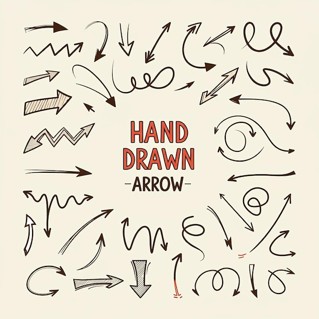 Hand drawn modern arrow collection with eye catchy illustration