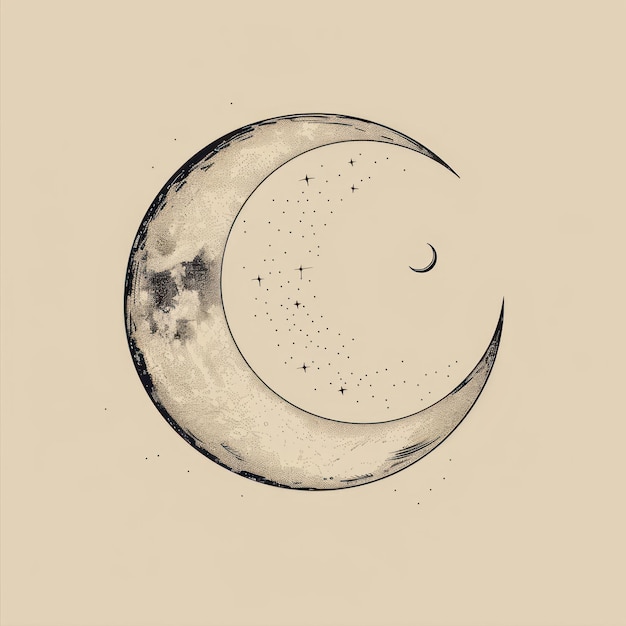 Photo hand drawn of moon phase new moon astronomy outdoors