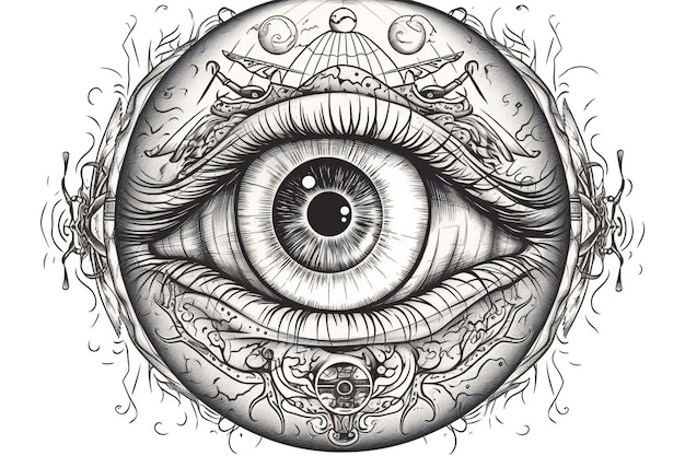 Hand drawn mystical crystal eyes ball hand drawn artistic