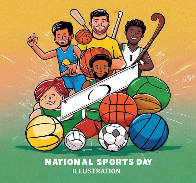 Hand drawn national sports day illustration