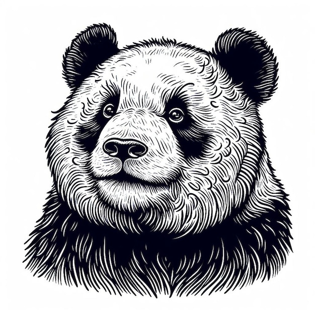 Hand drawn panda outline illustration