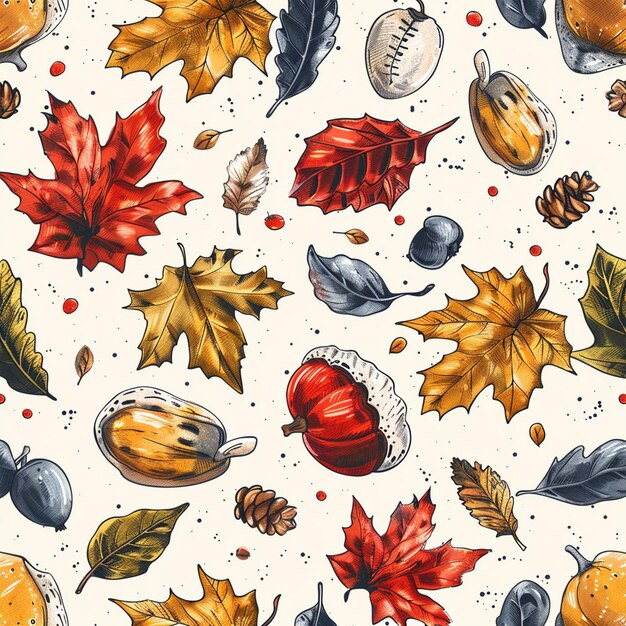 Photo hand drawn pattern design for fall season stylish