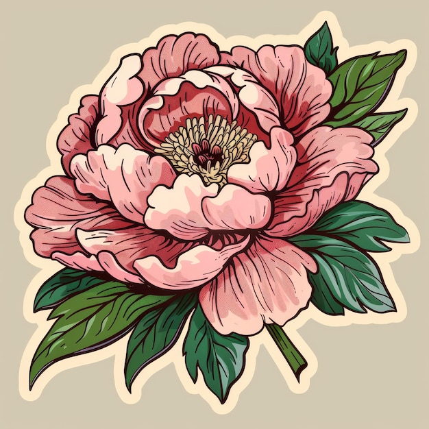 Photo hand drawn peony flower vector illustration of a peony