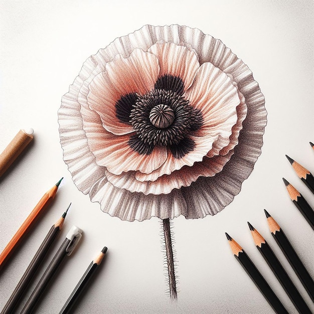 Hand drawn Poppy flower