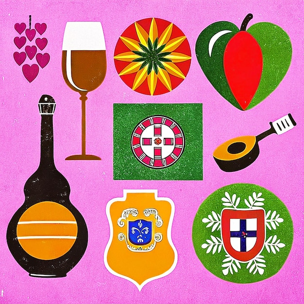 Photo hand drawn portugal collection element authentic artistic designs for your creative projects