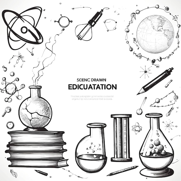 Photo hand drawn science education background