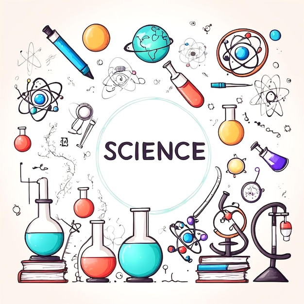 Photo hand drawn science education background